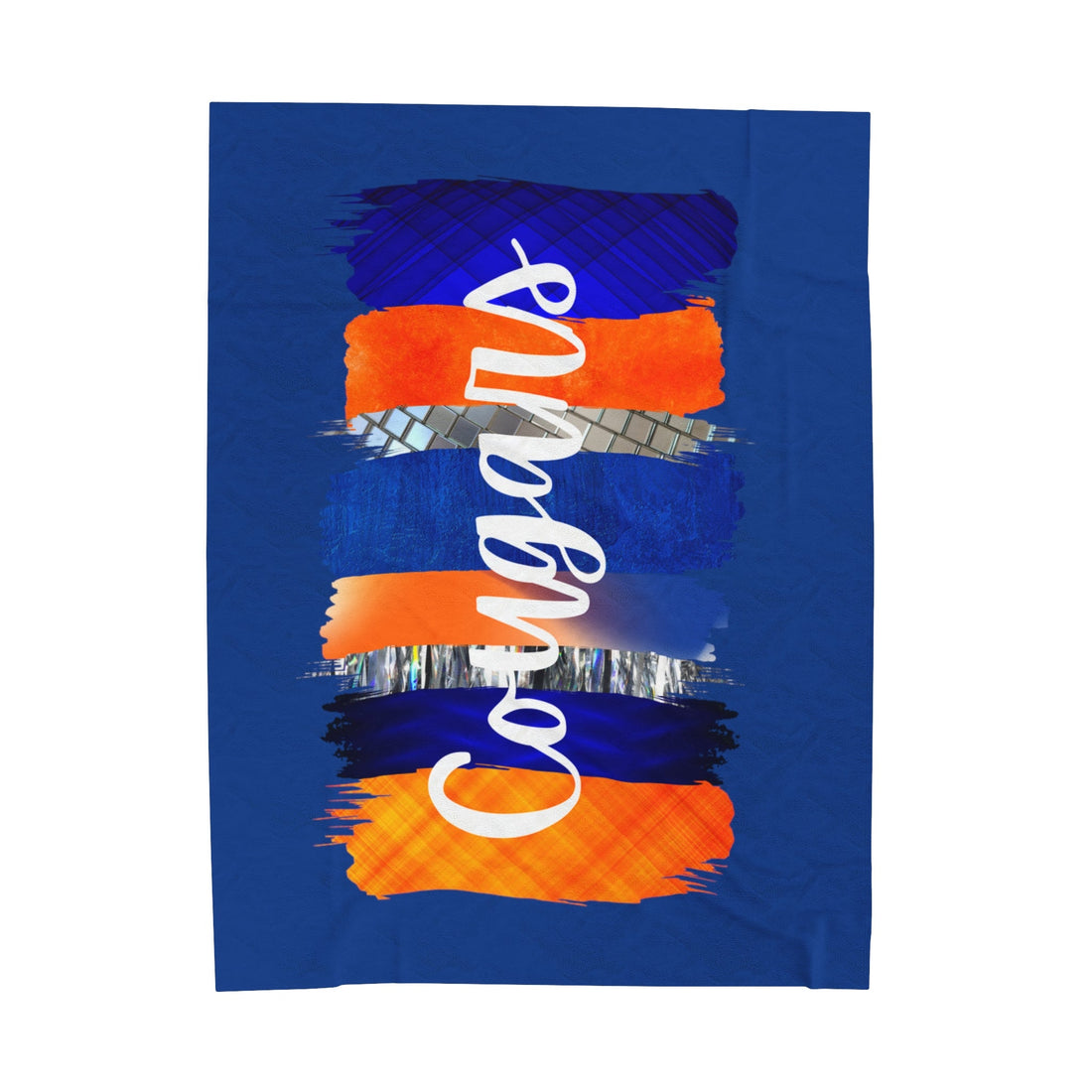 Otis Cougars Paint Swipes Velveteen Plush Blanket - All Over Prints - Positively Sassy - Otis Cougars Paint Swipes Velveteen Plush Blanket