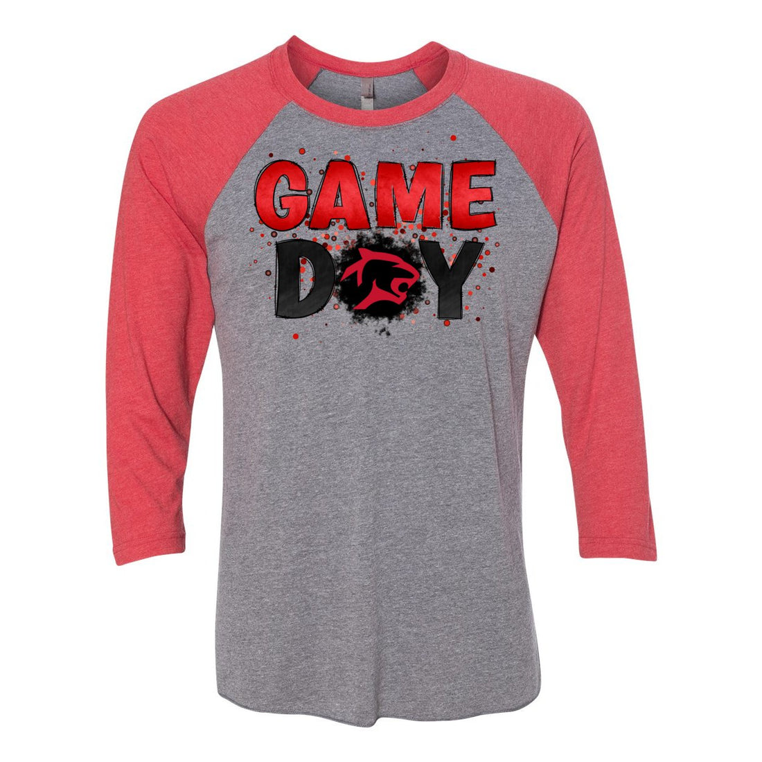 Panther Game D 3/4 Sleeve Baseball Raglan Tee - T-Shirts - Positively Sassy - Panther Game D 3/4 Sleeve Baseball Raglan Tee