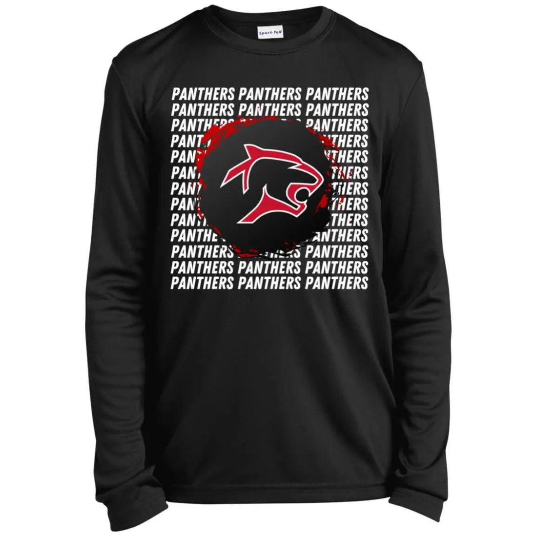 Panthers on Repeat Youth Long Sleeve Performance Tee - T-Shirts - Positively Sassy - Panthers on Repeat Youth Long Sleeve Performance Tee