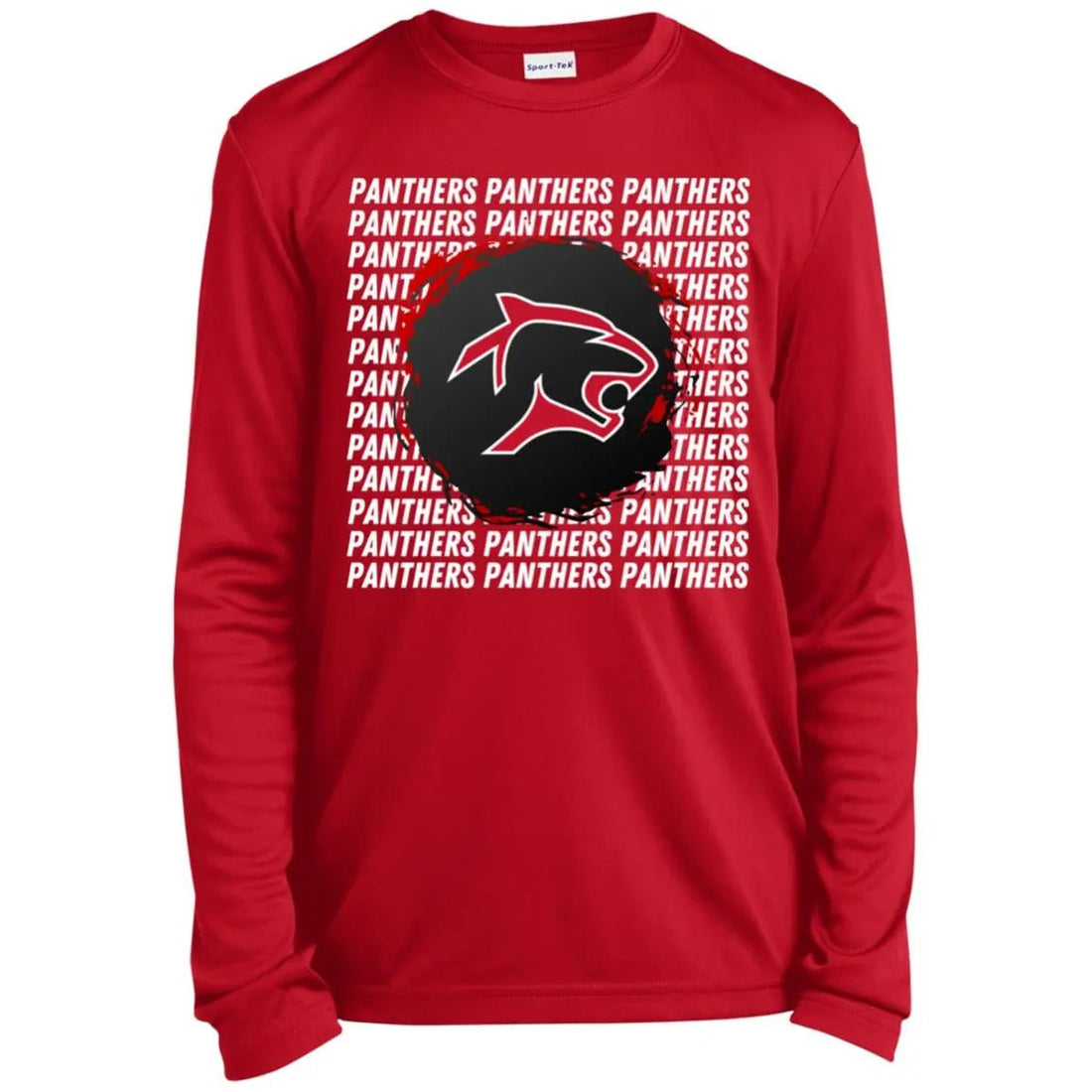 Panthers on Repeat Youth Long Sleeve Performance Tee - T-Shirts - Positively Sassy - Panthers on Repeat Youth Long Sleeve Performance Tee