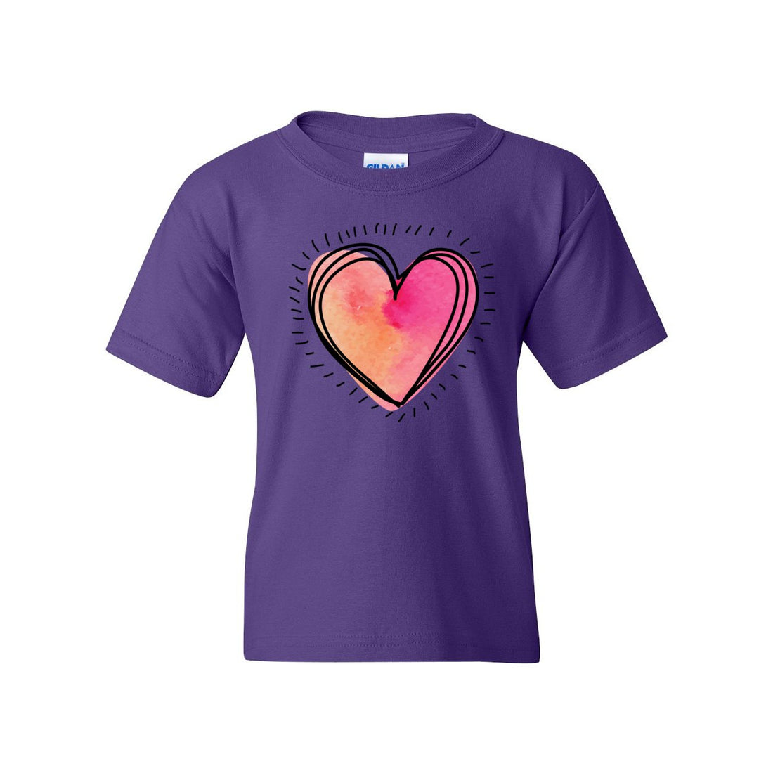 Rainbow Heart Heavy Cotton™ Youth T-Shirt - T-Shirts - Positively Sassy - Rainbow Heart Heavy Cotton™ Youth T-Shirt
