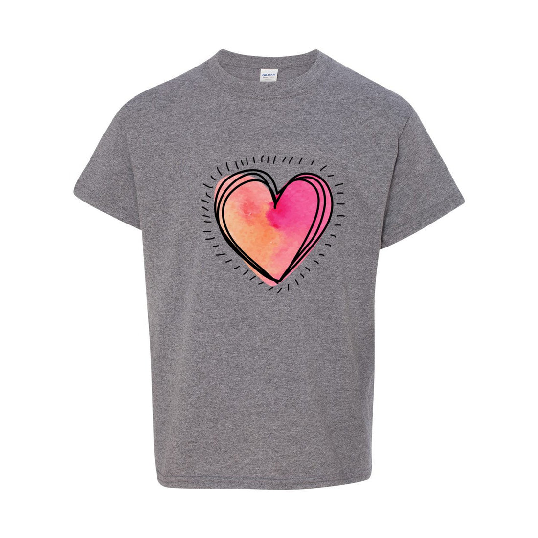Rainbow Heart Heavy Cotton™ Youth T-Shirt - T-Shirts - Positively Sassy - Rainbow Heart Heavy Cotton™ Youth T-Shirt