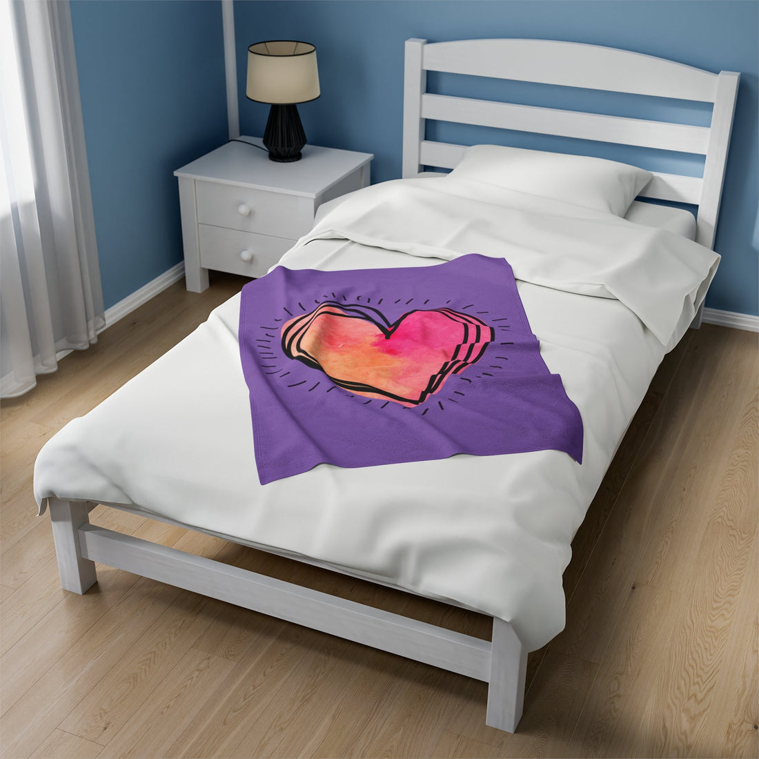 Rainbow Heart Love Velveteen Plush Blanket - All Over Prints - Positively Sassy - Rainbow Heart Love Velveteen Plush Blanket