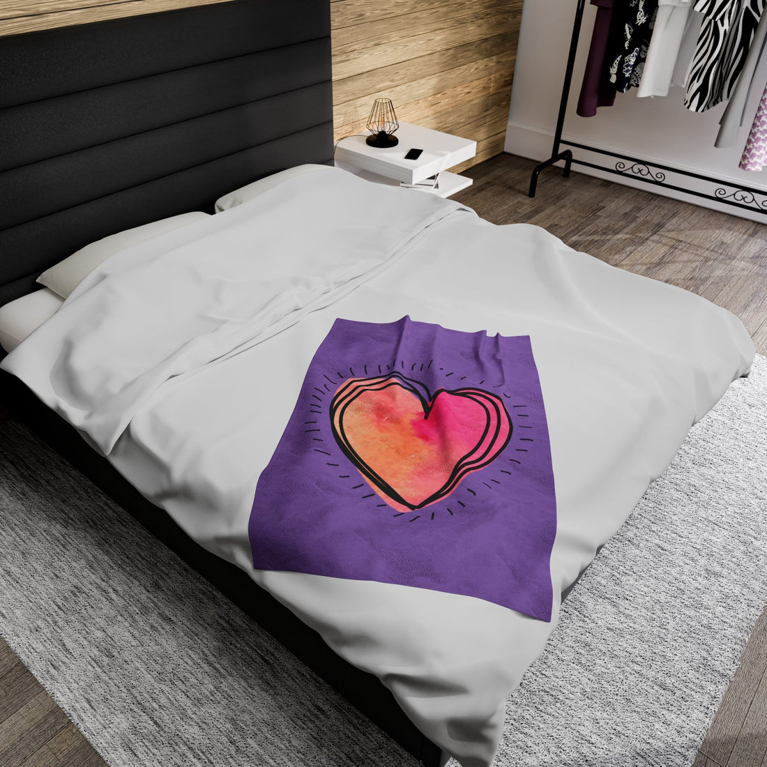 Rainbow Heart Love Velveteen Plush Blanket - All Over Prints - Positively Sassy - Rainbow Heart Love Velveteen Plush Blanket