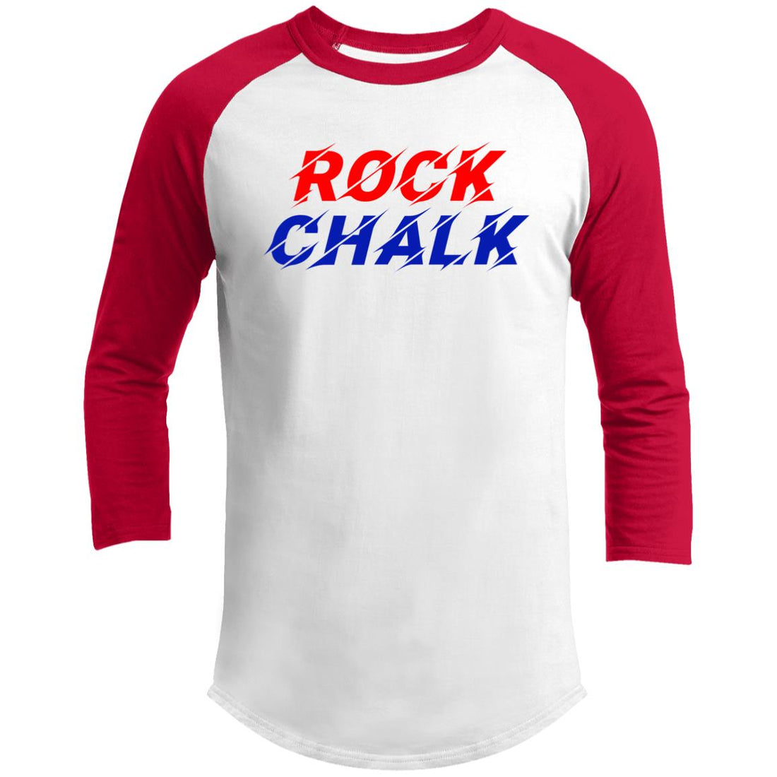 Rock Chalk 3/4 Raglan Sleeve Shirt - T-Shirts - Positively Sassy - Rock Chalk 3/4 Raglan Sleeve Shirt