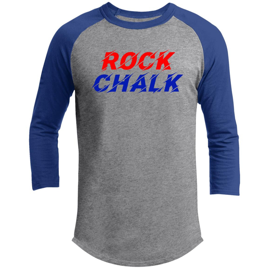 Rock Chalk 3/4 Raglan Sleeve Shirt - T-Shirts - Positively Sassy - Rock Chalk 3/4 Raglan Sleeve Shirt