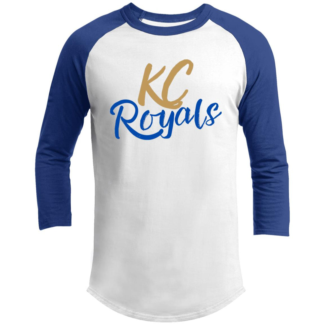Royals KC Raglan Sleeve Shirt - T-Shirts - Positively Sassy - Royals KC Raglan Sleeve Shirt
