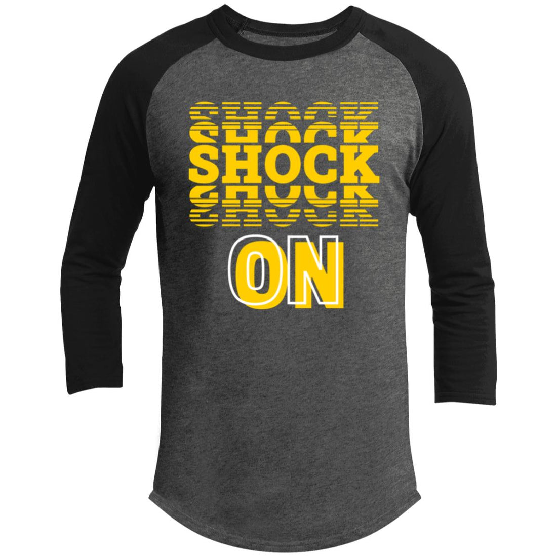 Shock On 3/4 Raglan Sleeve Shirt - T-Shirts - Positively Sassy - Shock On 3/4 Raglan Sleeve Shirt