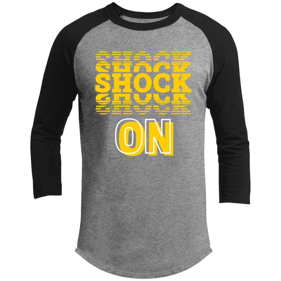 Shock On 3/4 Raglan Sleeve Shirt - T-Shirts - Positively Sassy - Shock On 3/4 Raglan Sleeve Shirt