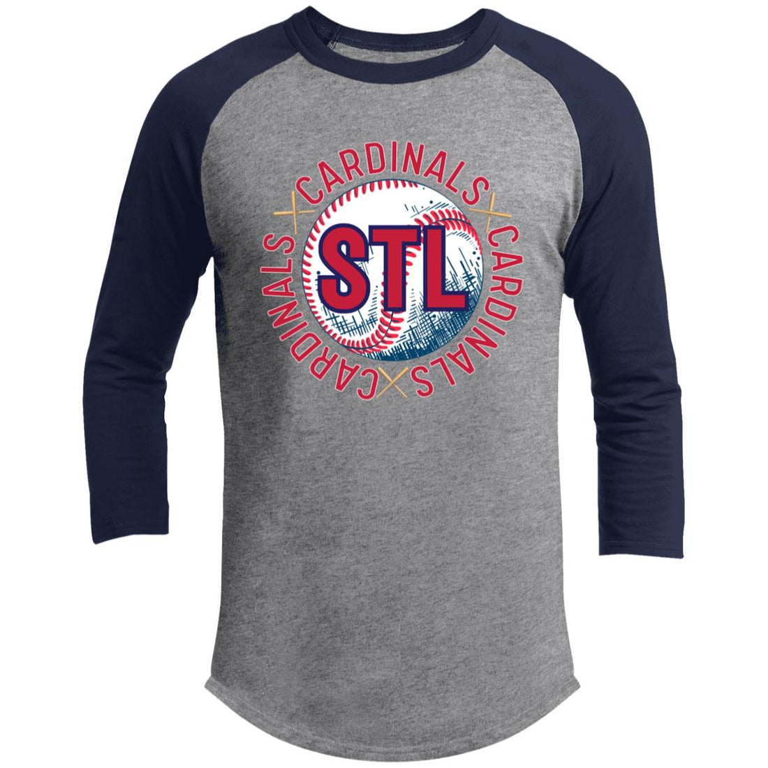 STL Baseball Raglan Sleeve Shirt - T-Shirts - Positively Sassy - STL Baseball Raglan Sleeve Shirt