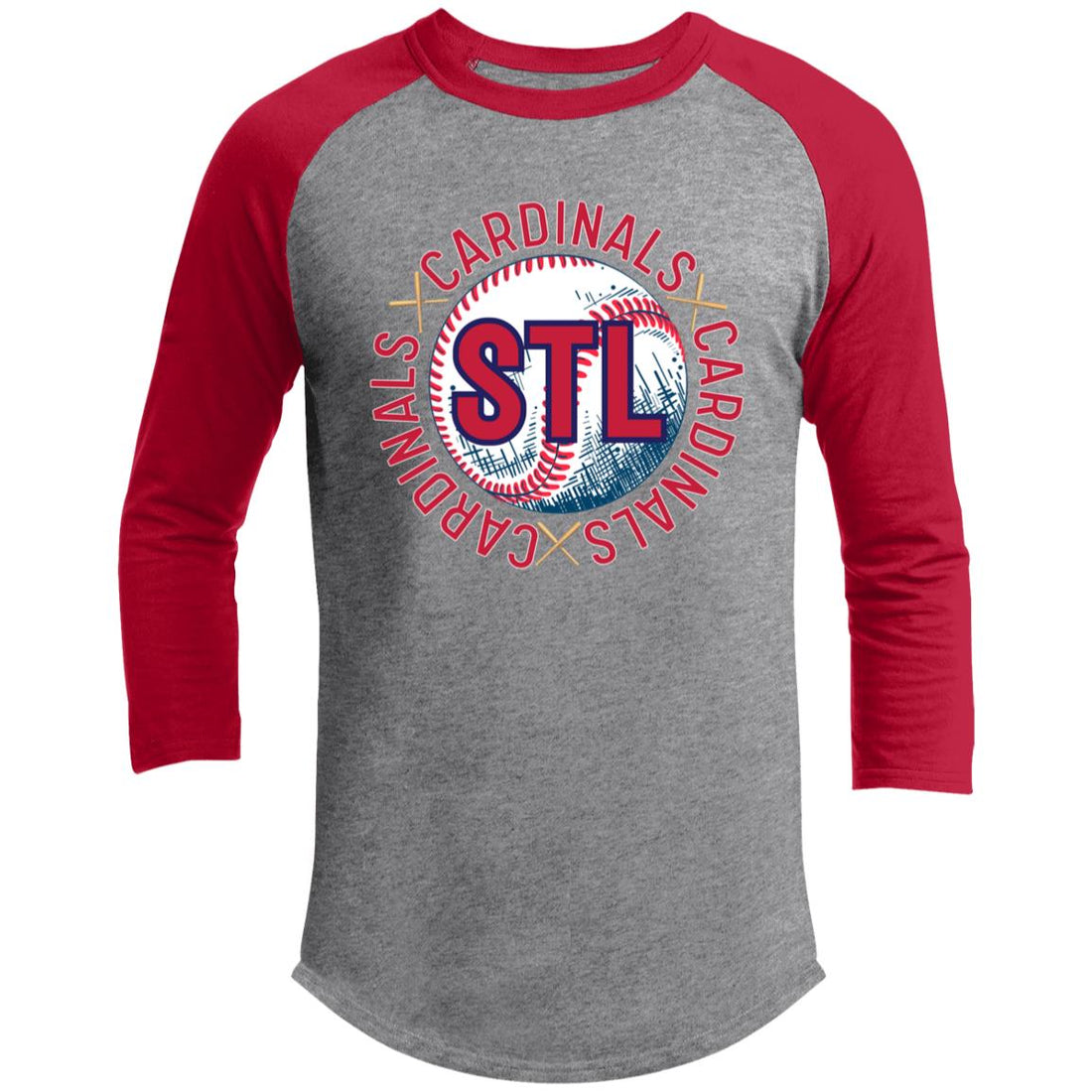 STL Baseball Raglan Sleeve Shirt - T-Shirts - Positively Sassy - STL Baseball Raglan Sleeve Shirt