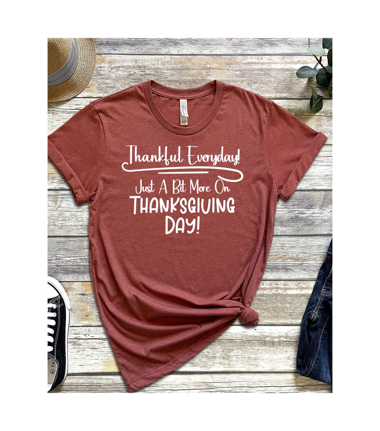 Thankful Everyday Short Sleeve Jersey Tee - T-Shirts - Positively Sassy - Thankful Everyday Short Sleeve Jersey Tee