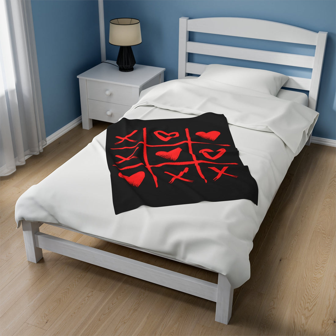 Tic Tac Love Velveteen Plush Blanket - All Over Prints - Positively Sassy - Tic Tac Love Velveteen Plush Blanket