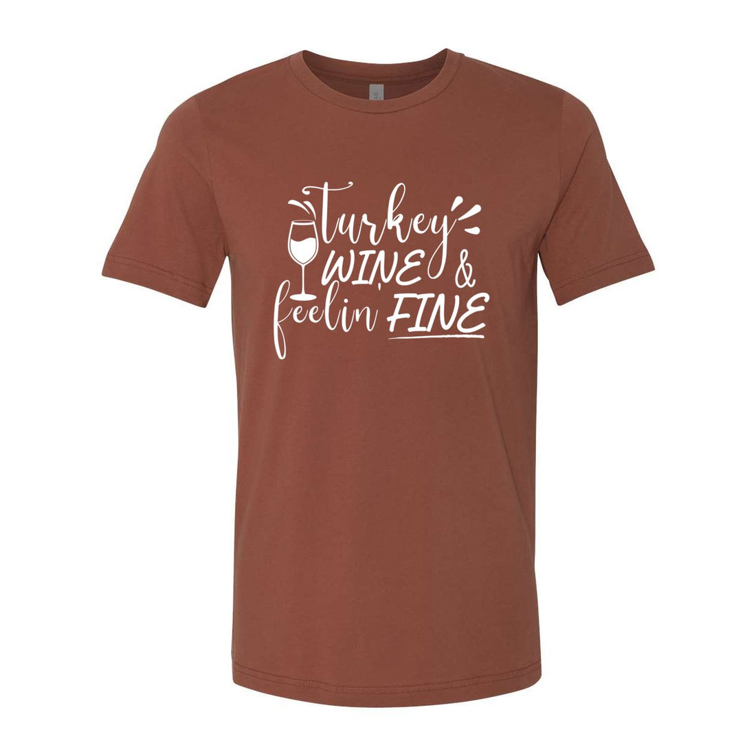 Turkey and Wine Short Sleeve Jersey Tee - T-Shirts - Positively Sassy - Turkey and Wine Short Sleeve Jersey Tee