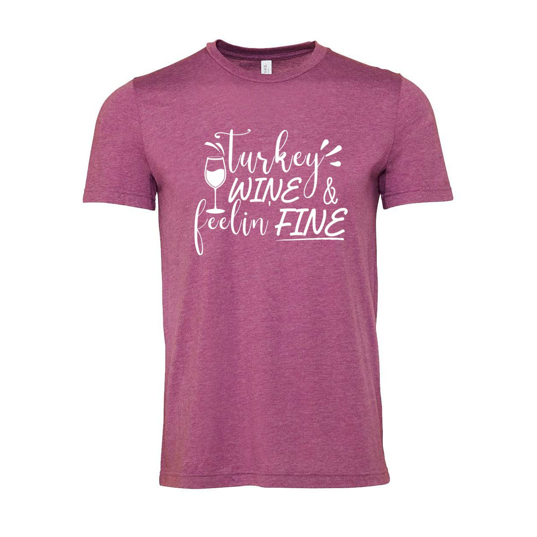 Turkey and Wine Short Sleeve Jersey Tee - T-Shirts - Positively Sassy - Turkey and Wine Short Sleeve Jersey Tee