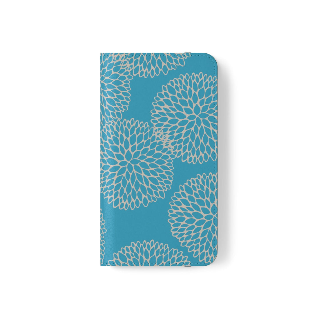 Turquoise Flower Pom Flip Cases - Phone Case - Positively Sassy - Turquoise Flower Pom Flip Cases