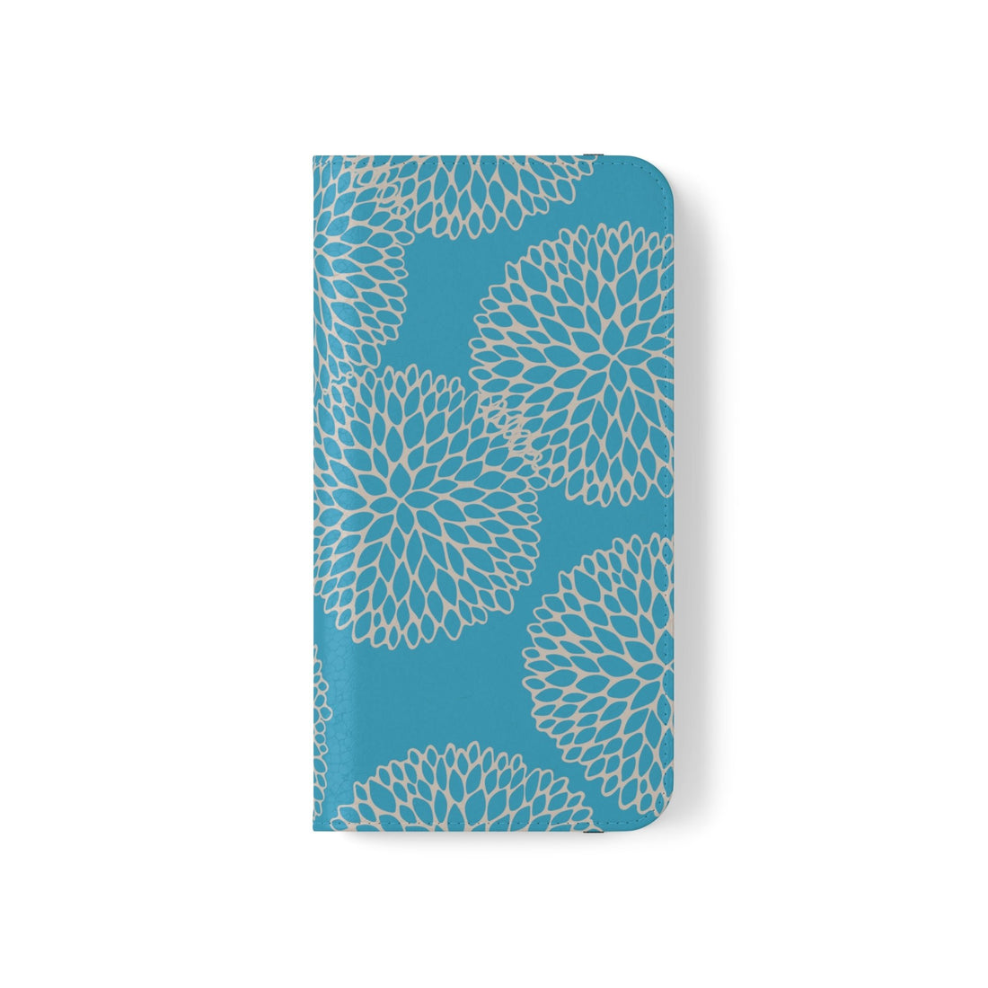 Turquoise Flower Pom Flip Cases - Phone Case - Positively Sassy - Turquoise Flower Pom Flip Cases