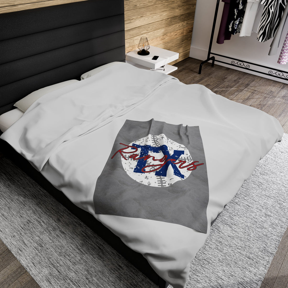 TX Baseball Velveteen Plush Blanket - All Over Prints - Positively Sassy - TX Baseball Velveteen Plush Blanket