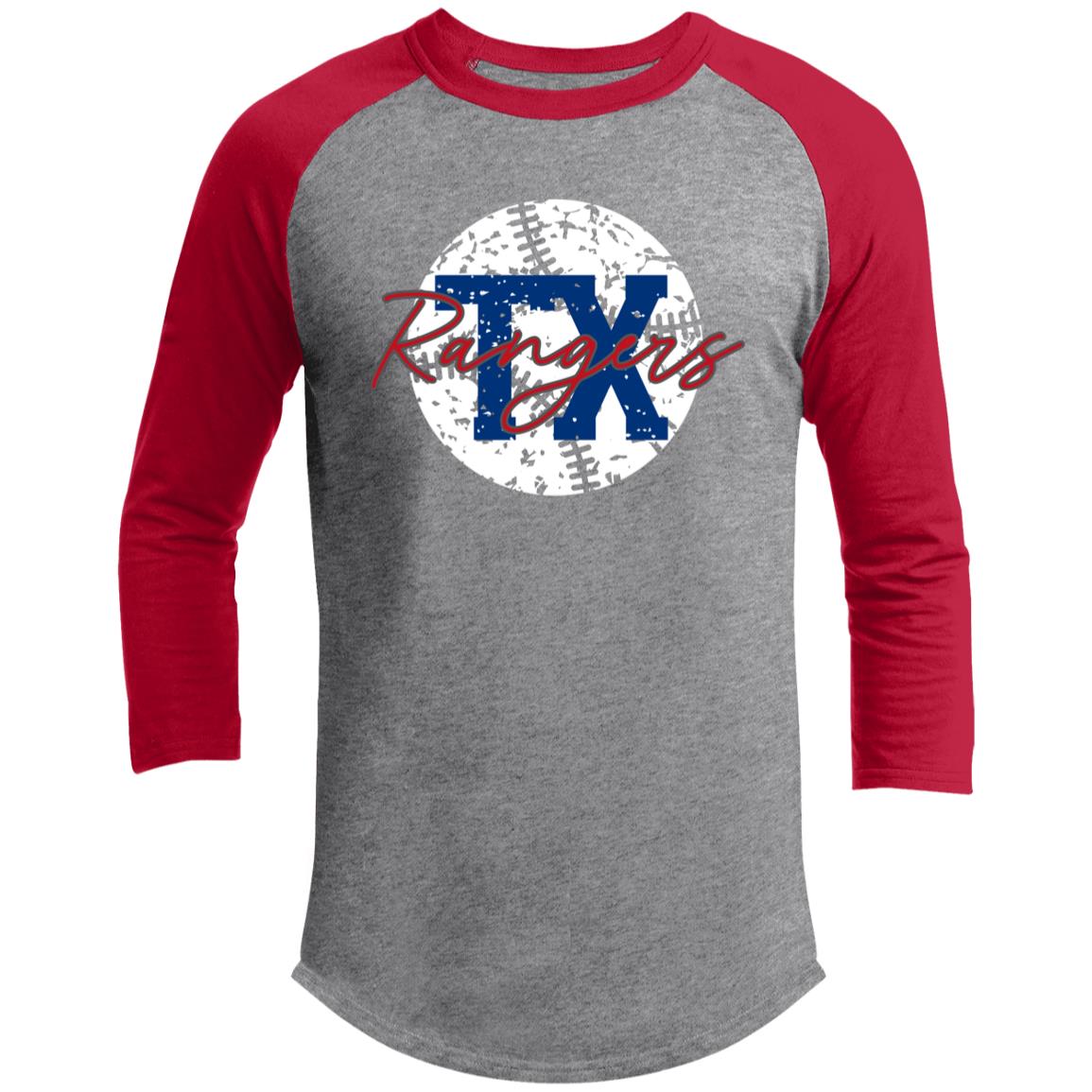 TX Rangers Raglan Sleeve Shirt - T-Shirts - Positively Sassy - TX Rangers Raglan Sleeve Shirt