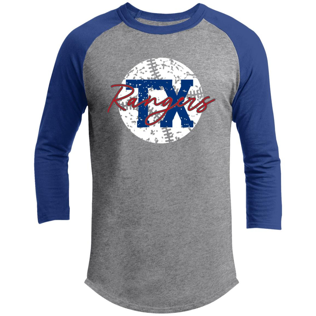 TX Rangers Raglan Sleeve Shirt - T-Shirts - Positively Sassy - TX Rangers Raglan Sleeve Shirt