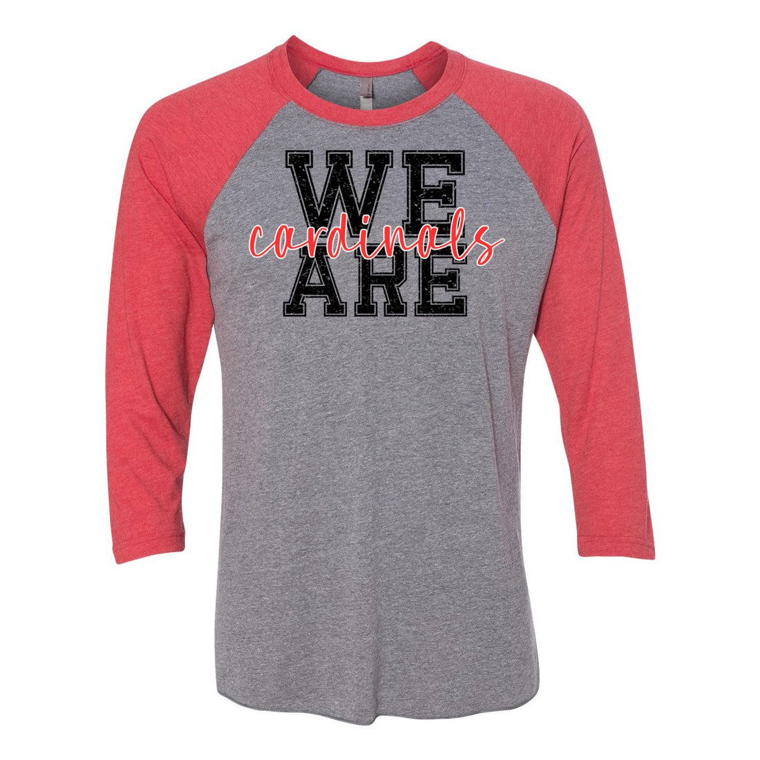 We Are Cardinals 3/4 Sleeve Raglan Tee - T-Shirts - Positively Sassy - We Are Cardinals 3/4 Sleeve Raglan Tee