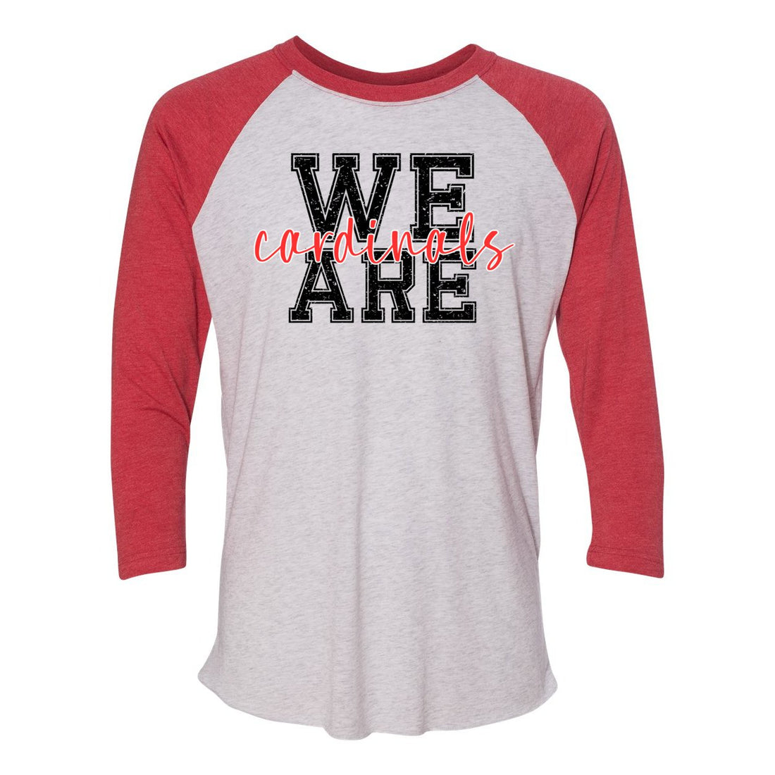 We Are Cardinals 3/4 Sleeve Raglan Tee - T-Shirts - Positively Sassy - We Are Cardinals 3/4 Sleeve Raglan Tee